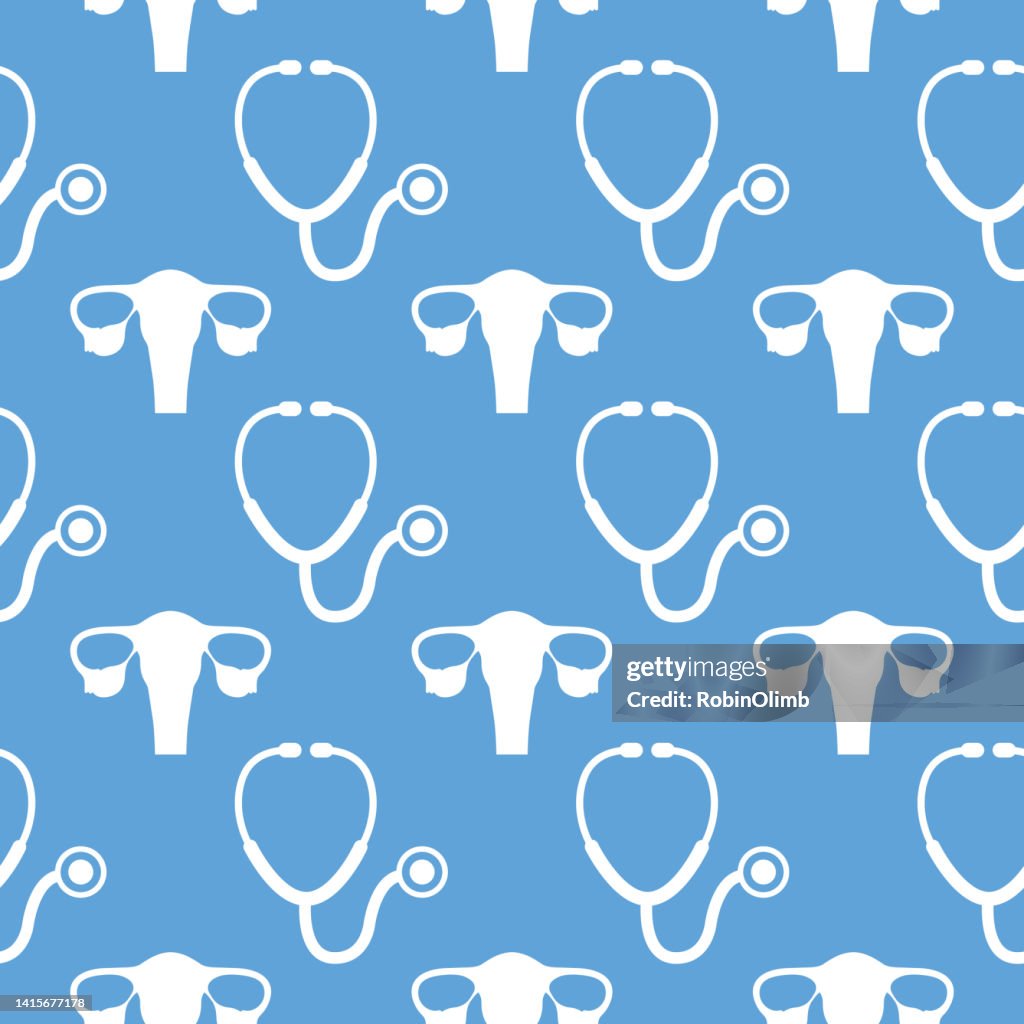 Stethoscope And Uterus Seamless Pattern