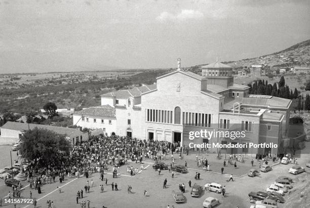 Aerial view of the church of Santa Maria delle Grazie and convent of Padre Pio. San giovanni Rotondo