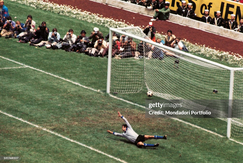Brazil Fullbacks Italian goalkeeper Enrico Albertosi lets in the fourth goal by the ...