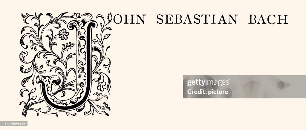 LETRA J: ORNAMENTO Y ESTAMPADO FLORAL EN HOMENAJE A JOHANN SEBASTIAN BACH. (XXXL con muchos detalles)