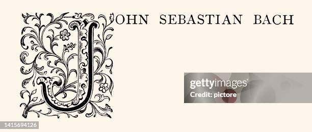 letter j : ornament and floral pattern in tribute to johann sebastian bach. (xxxl with lots of details) - j stock illustrations