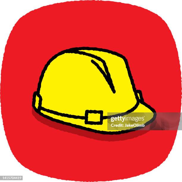 hard hat doodle 7 - red construction hat stock illustrations