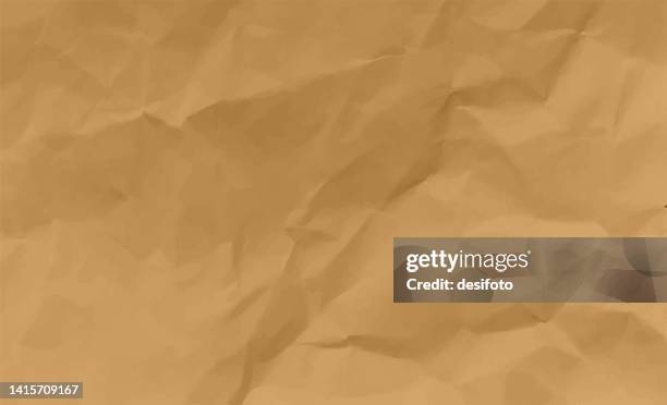 empty blank dull brown coloured grunge crumpled crushed paper horizontal vector backgrounds with folds, wrinkles and creases all over - kraft paper 幅插畫檔、美工圖案、卡通及圖標