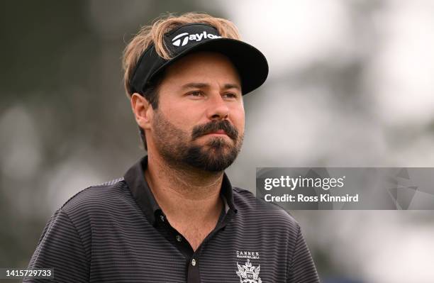 Victor Dubuisson of France looks on during Day Two of the D+D Real Czech Masters at Albatross Golf Resort on August 19, 2022 in Prague, Czech...