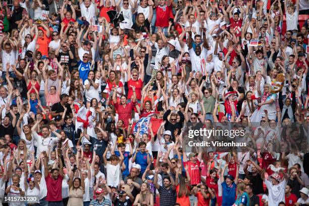 England fans do the Mexican wave during the UEFA Women's Euro England 2022 final match between England and Germany at Wembley Stadium on July 31,...