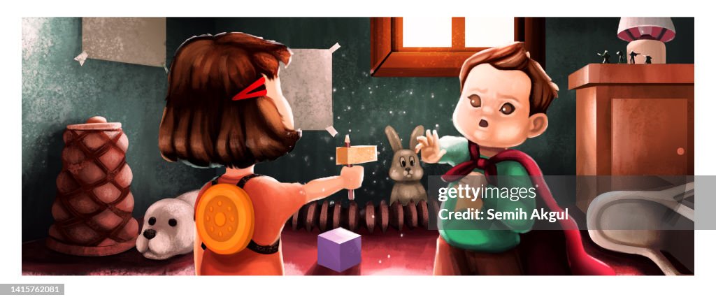 Playing, Acting Children, Heroic Scene