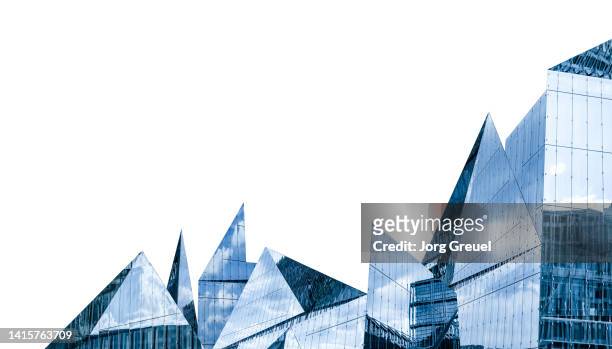 angular architecture forming a line graph - pointy architecture stock pictures, royalty-free photos & images