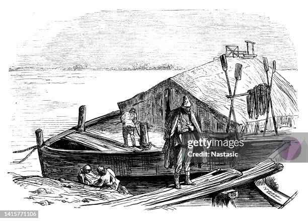 fishermen - lofoten stock illustrations