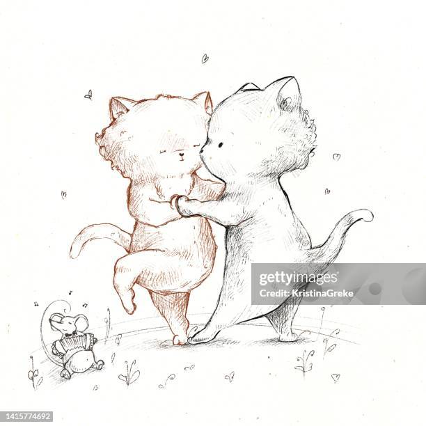 ilustrações de stock, clip art, desenhos animados e ícones de cute cats dancing tango - tango