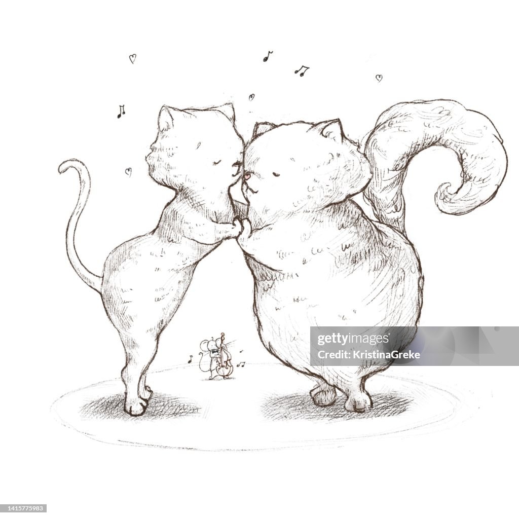 Cute cats dancing tango