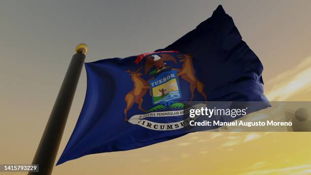 flag of the us state of michigan - michigan v michigan state stock pictures, royalty-free photos & images