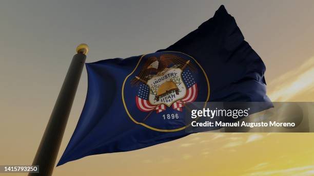 flag of the us state of utah - utah stock pictures, royalty-free photos & images
