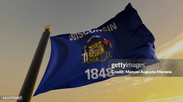 flag of the us state of wisconsin - wisconsin fotografías e imágenes de stock