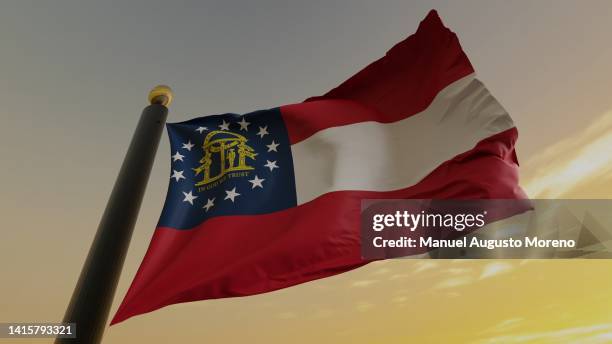 flag of the us state of georgia - georgia estado de eeuu fotografías e imágenes de stock