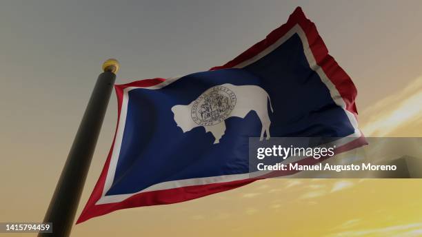 flag of the us state of wyoming - alaska us state stock pictures, royalty-free photos & images