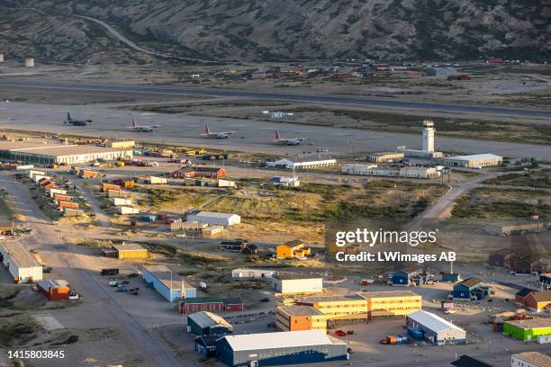 Sunrise over Kangerlussuaq, Greenland's central air transport hub and Greenland's largest commercial airport site, formerly known as Bluie West-8 and...