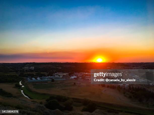 view on medicine hat, alberta - alberta badlands stock pictures, royalty-free photos & images