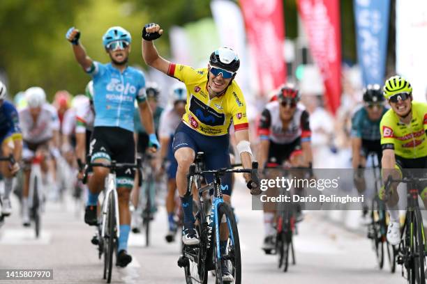 Alex Aranburu Deba of Spain and Movistar Team - Yellow Leader Jersey celebrates winning the 55th Tour du Limousin - Nouvelle Aquitaine 2022, Stage 4...