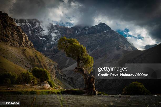 scenic view of mountains against sky,tajikistan - tadjik photos et images de collection