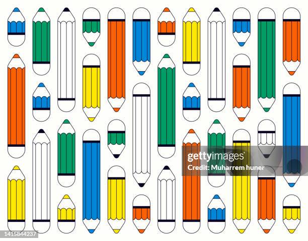 ilustraciones, imágenes clip art, dibujos animados e iconos de stock de fondo vectorial con lápices de colores. - escuela preescolar