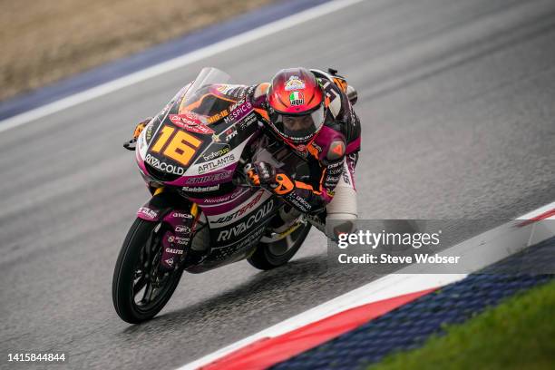 Moto3 rider Andrea Migno of Italy and Rivacold Snipers Team rides during the free practice of the CryptoDATA MotoGP of Austria at Red Bull Ring on...