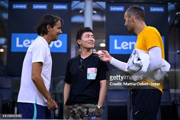 Steven Zhang president of FC Internazionale during the FC Internazionale training session at Stadio Giuseppe Meazza on August 19, 2022 in Milan,...