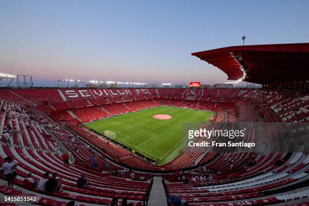 General view inside the stadium prior to the LaLiga Santander match between Sevilla FC and Real Valladolid CF at Estadio Ramon Sanchez Pizjuan on...