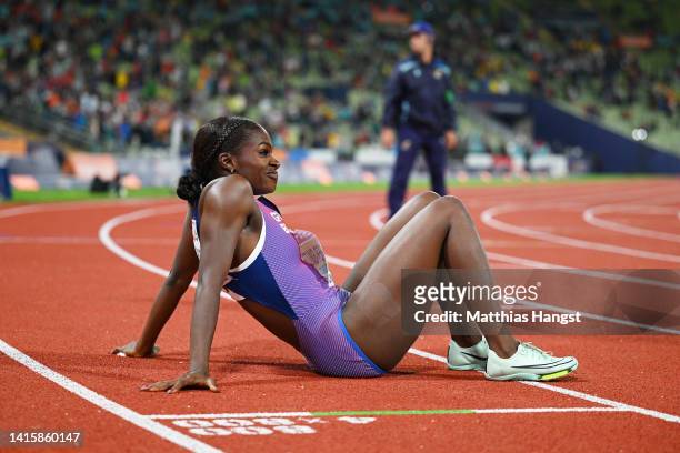 Silver medalist Dina Asher-Smith of Great Britain looks dejected after the Athletics - Women's 200m Final on day 9 of the European Championships...
