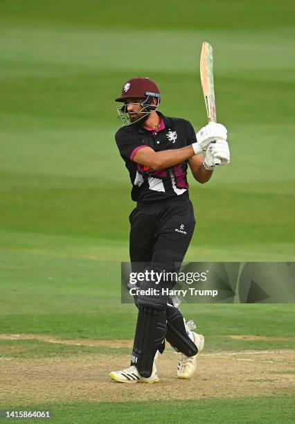 Andrew Umeed of Somerset plays a shot during the Royal London One Day Cup match between Somerset and Sussex at The Cooper Associates County Ground on...