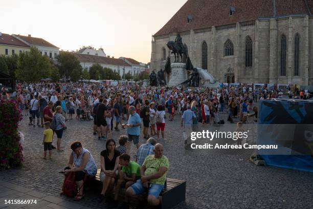 People attend a concert during the Hungarian Cultural Days, on August 19, 2022 in Cluj-Napoca, Romania. Hungarians are officially the largest ethnic...