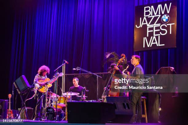 Pat Metheny, Chris Potter, Ben Williams and Antonio Sanchez members of Pat Metheny Unity Band performs live on stage at the Ibirapuera Park as part...
