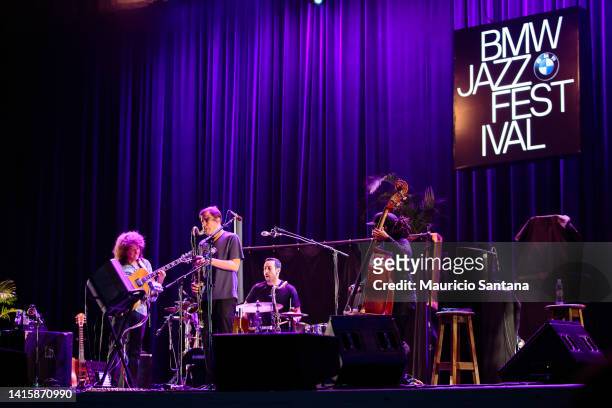 Pat Metheny, Chris Potter, Ben Williams and Antonio Sanchez members of Pat Metheny Unity Band performs live on stage at the Ibirapuera Park as part...