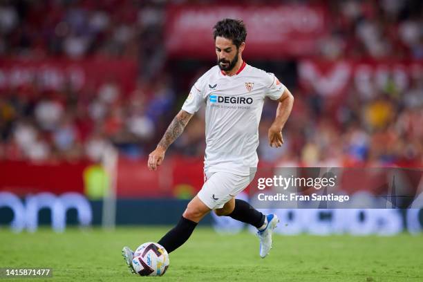 Isco Alarcon of Sevilla FC in action during the LaLiga Santander match between Sevilla FC and Real Valladolid CF at Estadio Ramon Sanchez Pizjuan on...