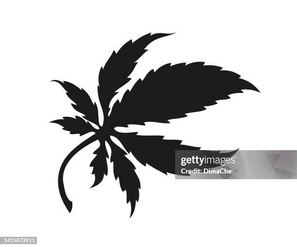 hemp leaf silhouette - cannabis sign cut out vector icon - marijuana leaf 幅插畫檔、美工圖案、卡通及圖標