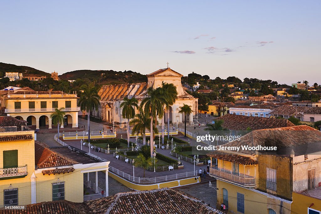 Historic center of Trinidad at sunset