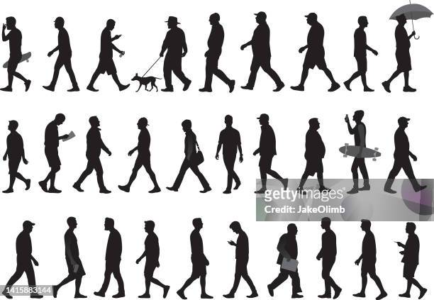 illustrations, cliparts, dessins animés et icônes de silhouettes de marche pour hommes 4 - promenade