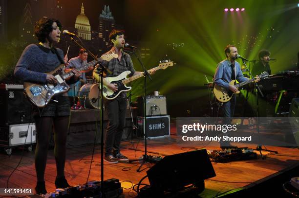 Jessica Dobson, Joe Plumber, Yuuki Matthews, James Mercer and Richard Swift of The Shins perform on stage for KLRU-TV Austin City Limits Live at The...