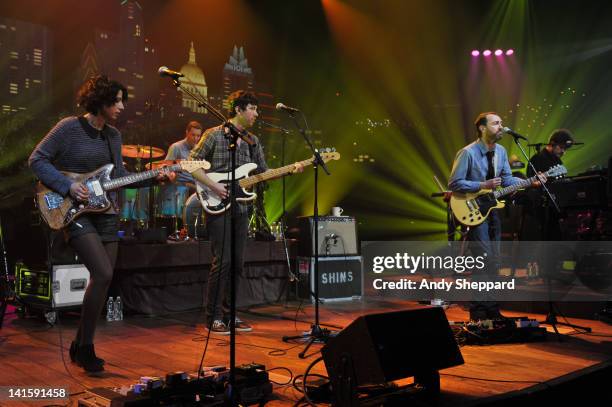 Jessica Dobson, Joe Plumber, Yuuki Matthews, James Mercer and Richard Swift of The Shins perform on stage for KLRU-TV Austin City Limits Live at The...