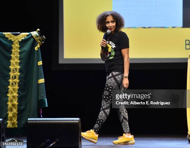 Amanda Seales performs At The Novo at The Novo on August 19, 2022 in Los Angeles, California.