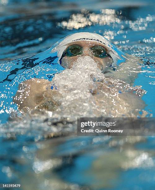 Matson Lawson of Australia competes in the Semi Final of the Men's 200 Metre Backstroke during day five of the Australian Olympic Swimming Trials at...
