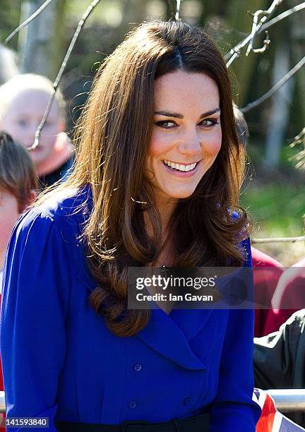 Catherine, Duchess of Cambridge arrives to officially open The Treehouse Children's Hospice on March 18, 2012 in Ipswich, England.