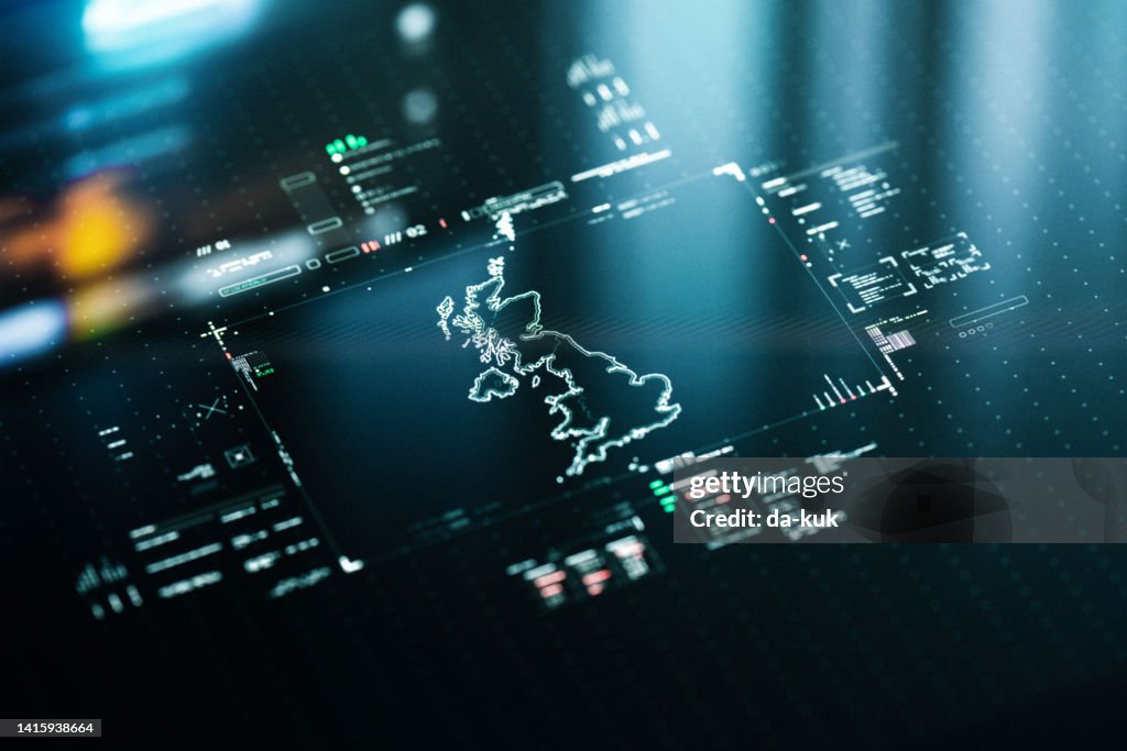 Uk Map Zoom In Digital Map Of Uk Infographics High-Res Stock Photo - Getty Images