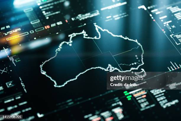 infografica sulla mappa digitale dell'australia - australasia foto e immagini stock