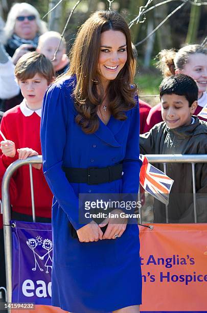 Catherine, Duchess of Cambridge arrives to officially open The Treehouse Children's Hospice on March 18, 2012 in Ipswich, England.