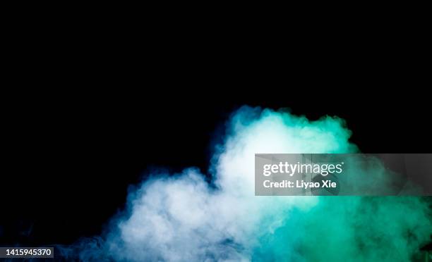 dry ice evaporation fog - smoke black background ストックフォトと画像