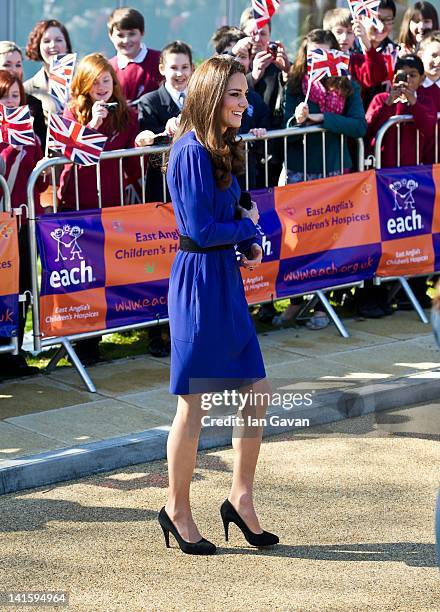 Catherine, Duchess of Cambridge arrives to officially open The Treehouse Children's Hospice on March 18, 2012 in Ipswich, England.