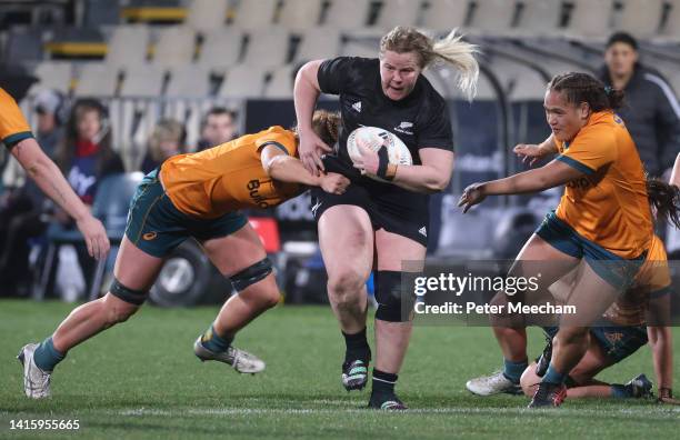 Pip Love from New Zealand in action during the match between New Zealand Black Ferns and the Australia Wallaroos at Orangetheory Stadium on August...