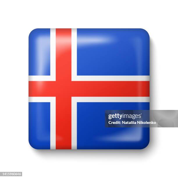 iceland flag - square glossy icon. - reykjavik stock illustrations