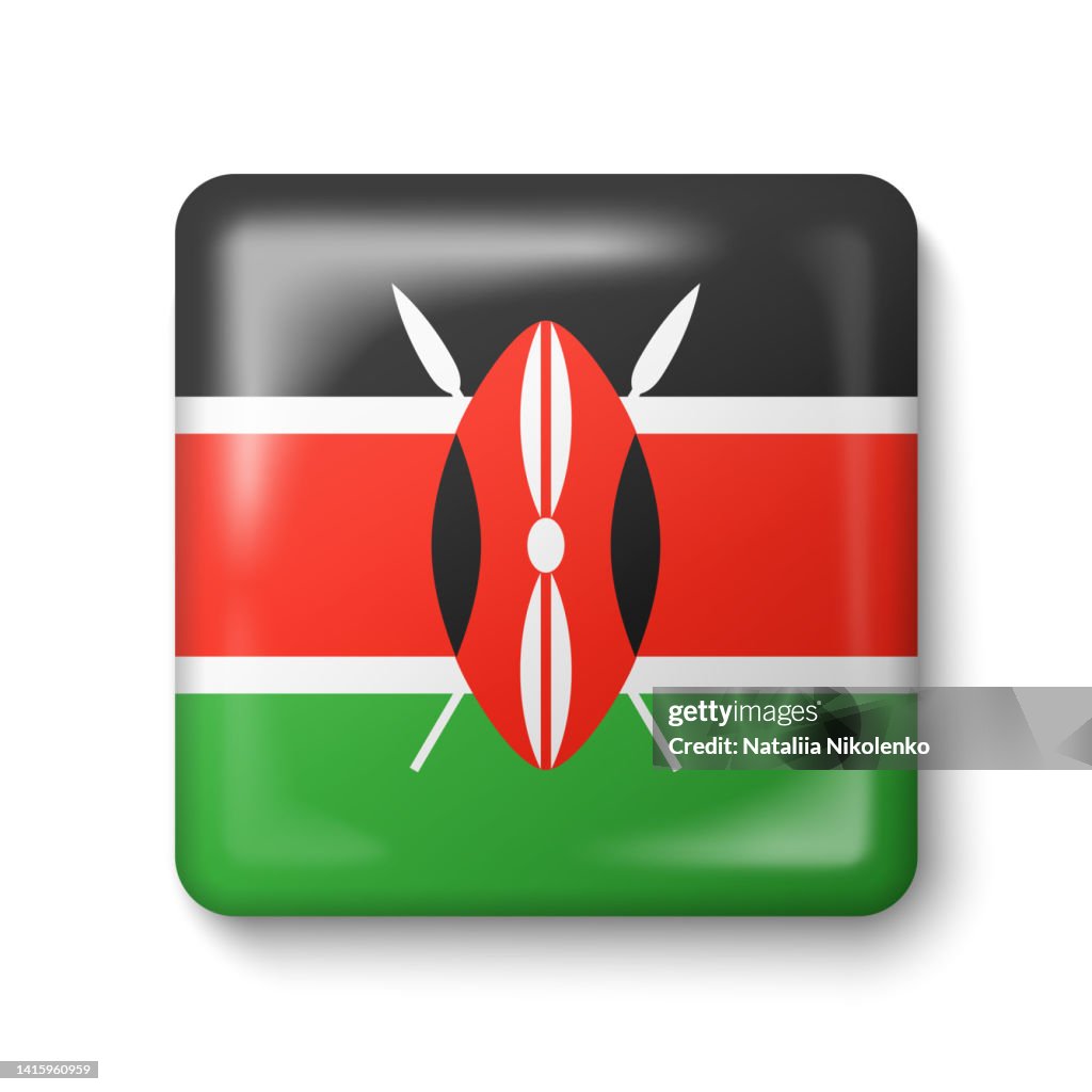 Kenya Flag - Square Glossy Icon.