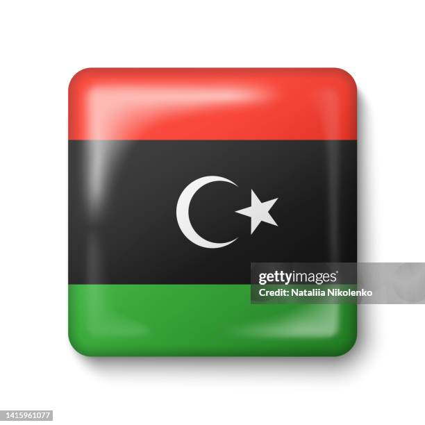libya flag - square glossy icon. - libya flag stock illustrations